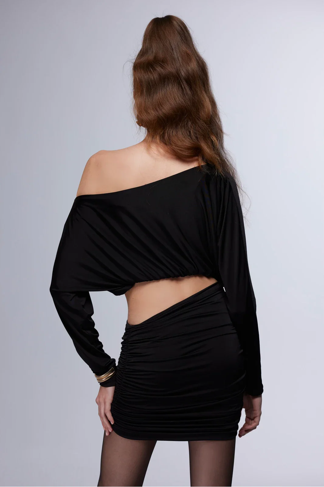 L'Étoile Mystique - Drapeli Asimetrik Mini Elbise