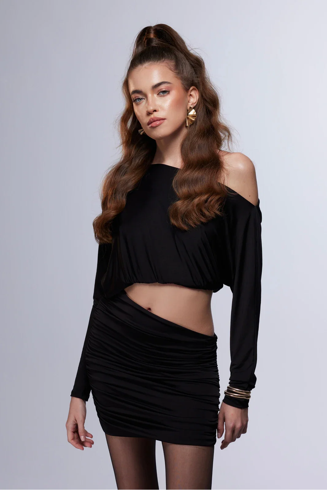 L'Étoile Mystique - Drapeli Asimetrik Mini Elbise