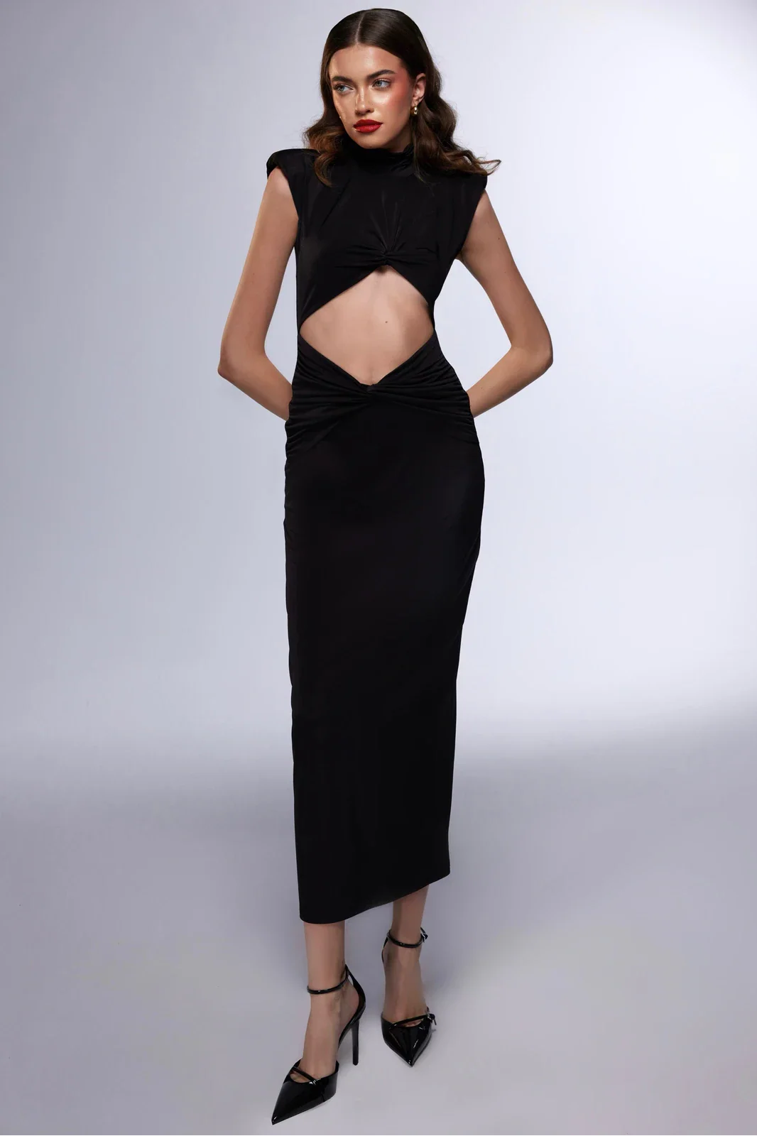 La Diva Noire - Kesik Detaylı Uzun Elbise