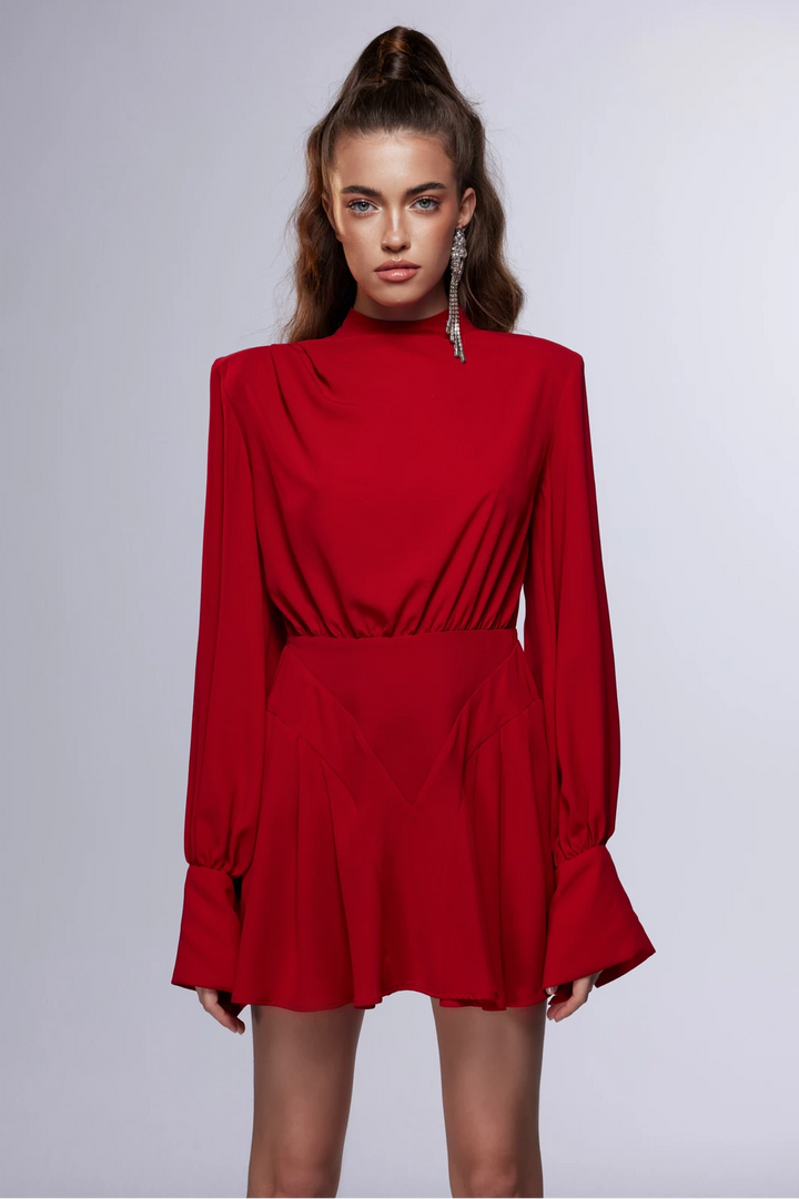 La Rouge Etoile - Red Mini Dress with Ruffle Detail