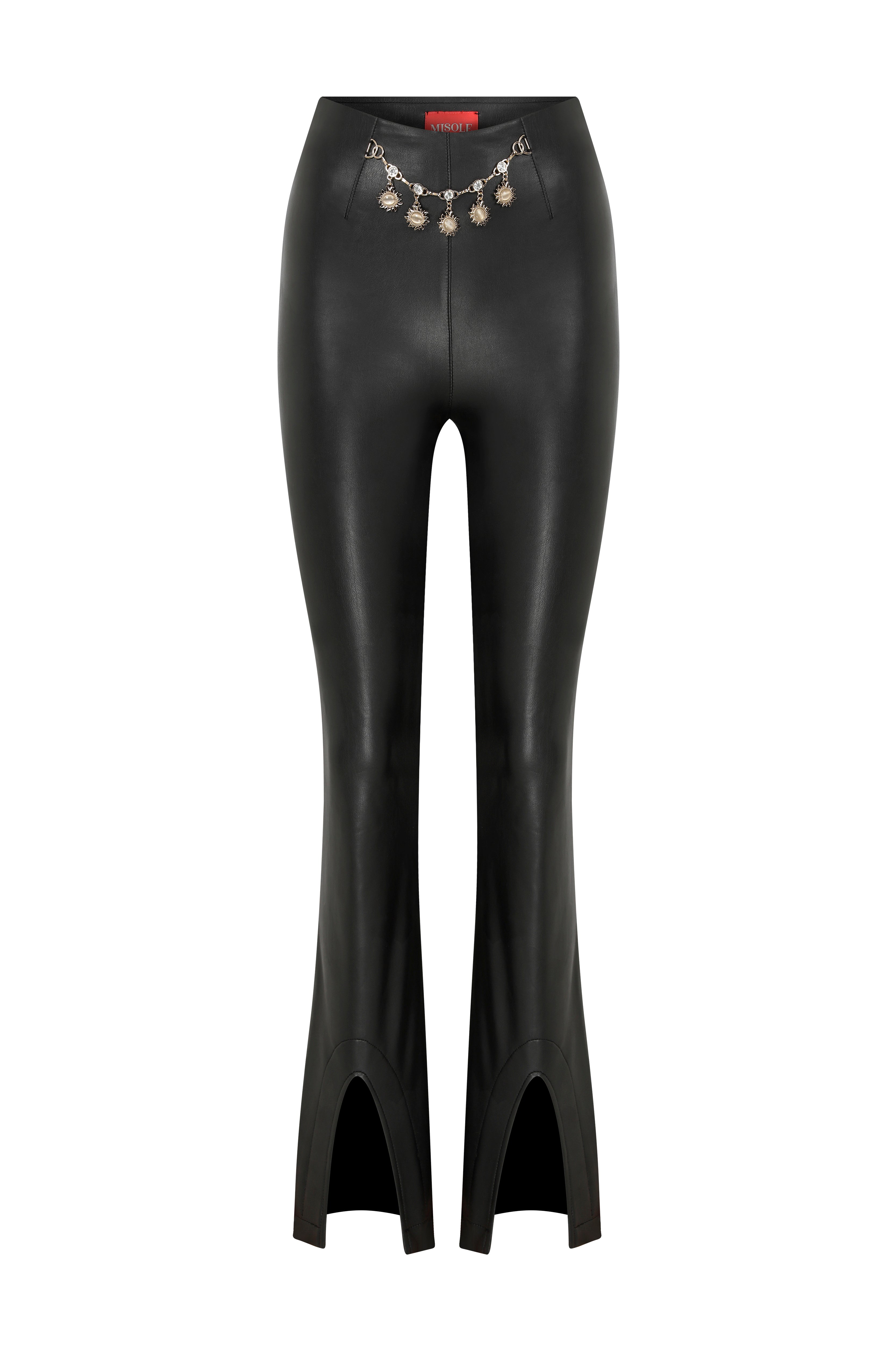 Flared FITTED Black Vegan Leather Pants