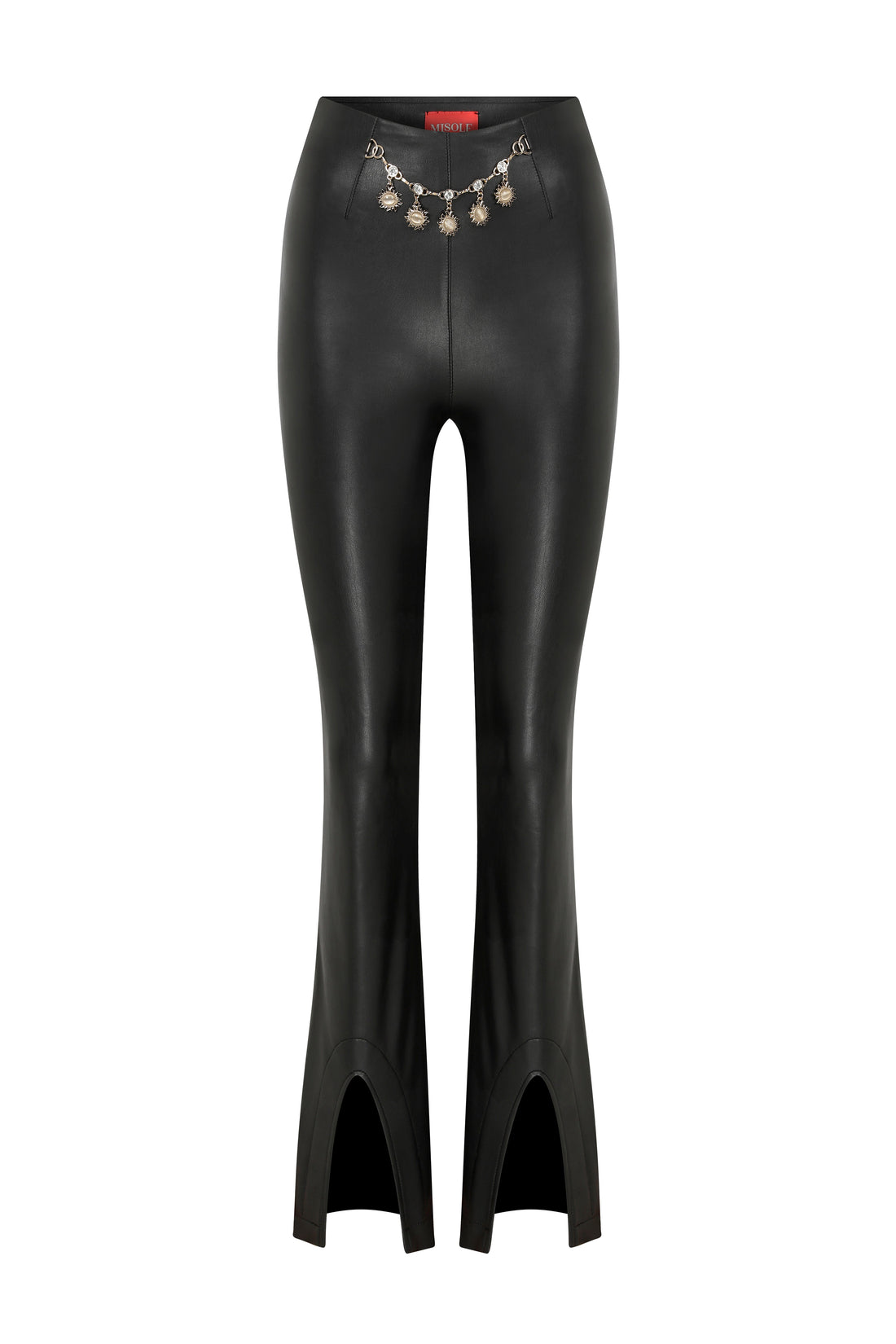 Flared FITTED Black Vegan Leather Pants