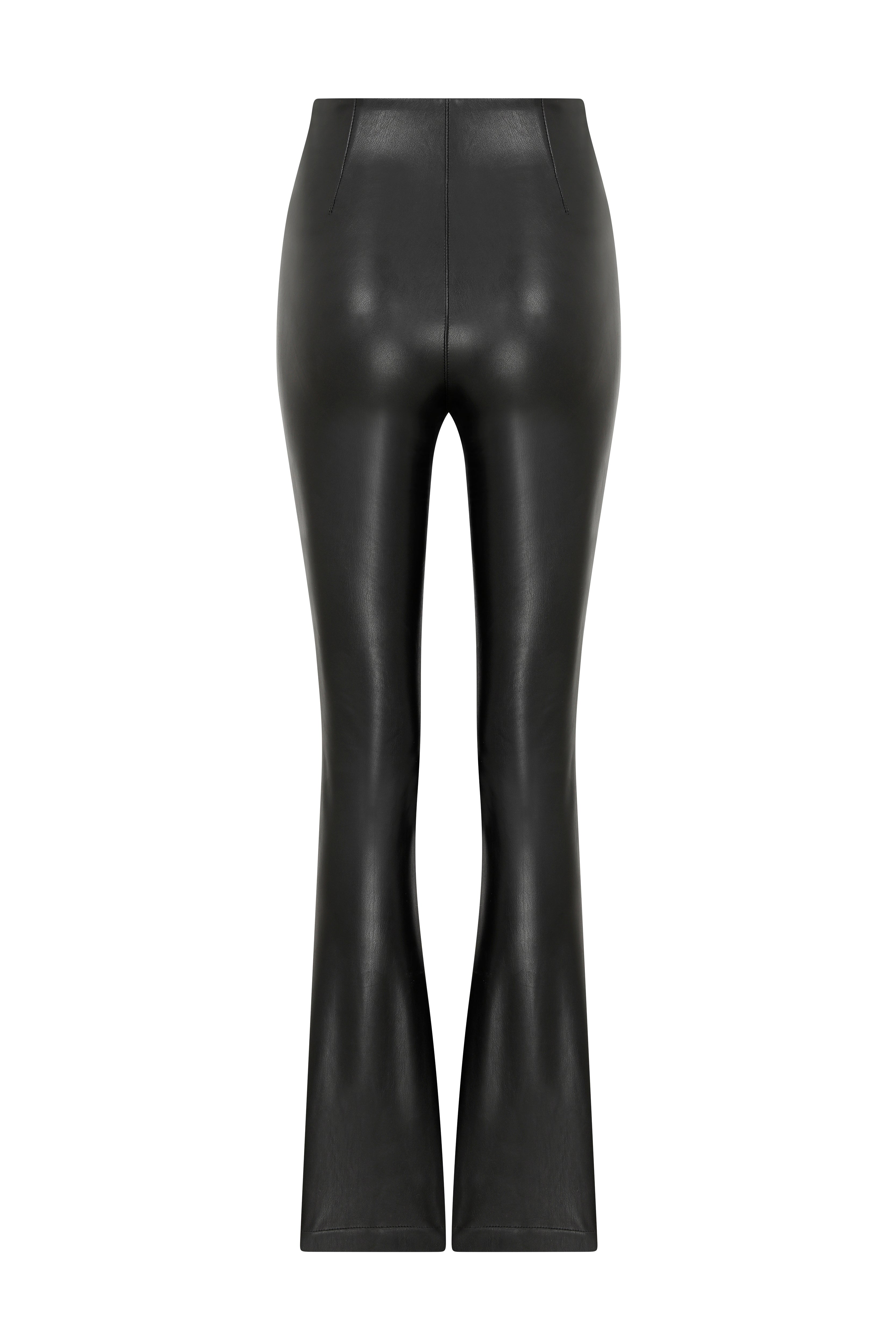 Flared FITTED Black Vegan Leather Pants