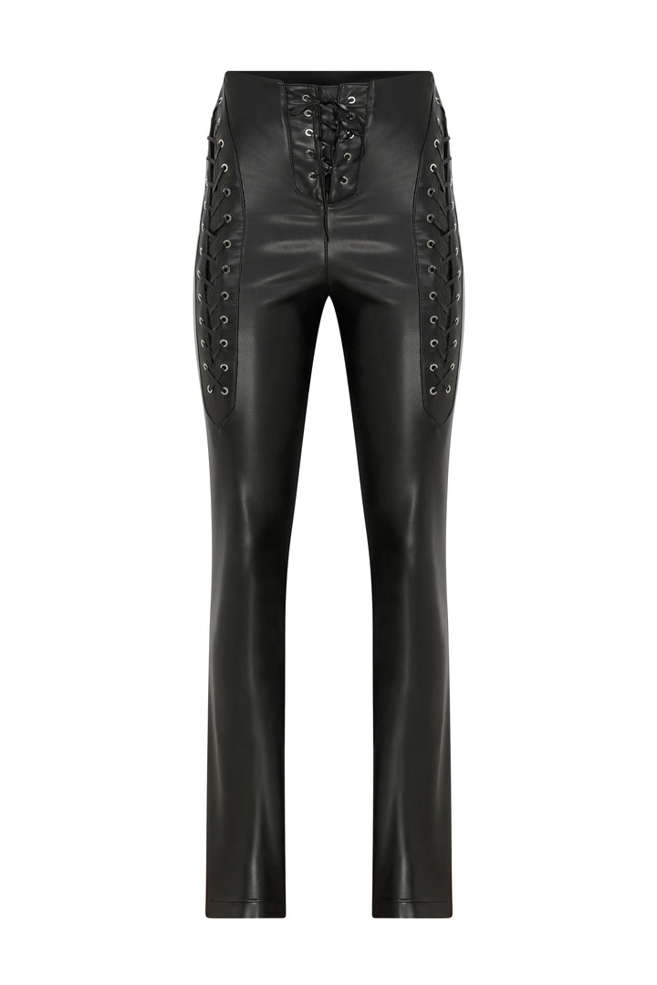 Laced Vegan Leather Pants