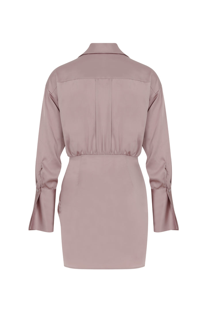 ASYMMETRICAL SATIN SHIRT DRESS