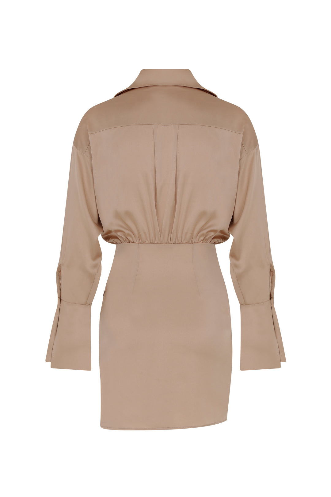 ASYMMETRICAL SATIN SHIRT DRESS