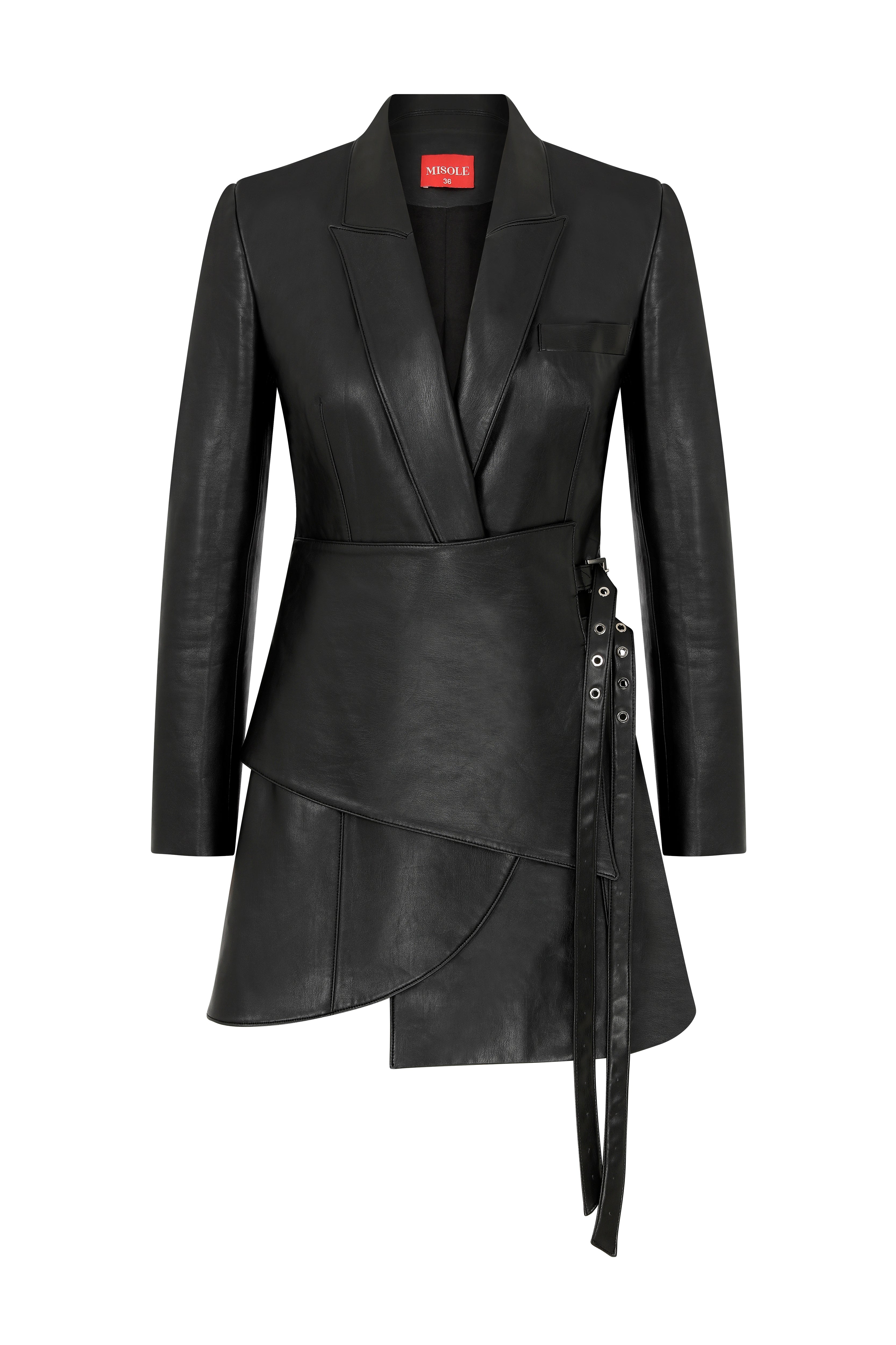 Black Leather Blazer Dress