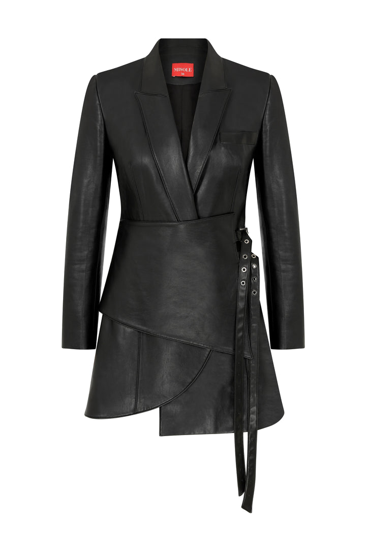 Black Leather Blazer Dress